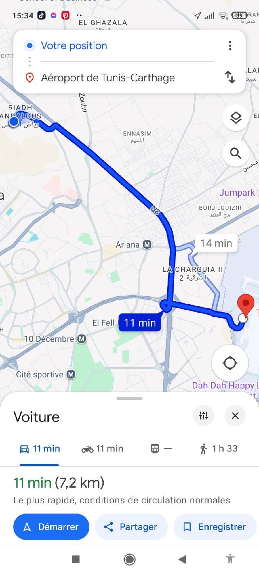 Etage De Villa Avec Jardin, Pres De L'Aireport Et Parking Prive 아리아나 외부 사진