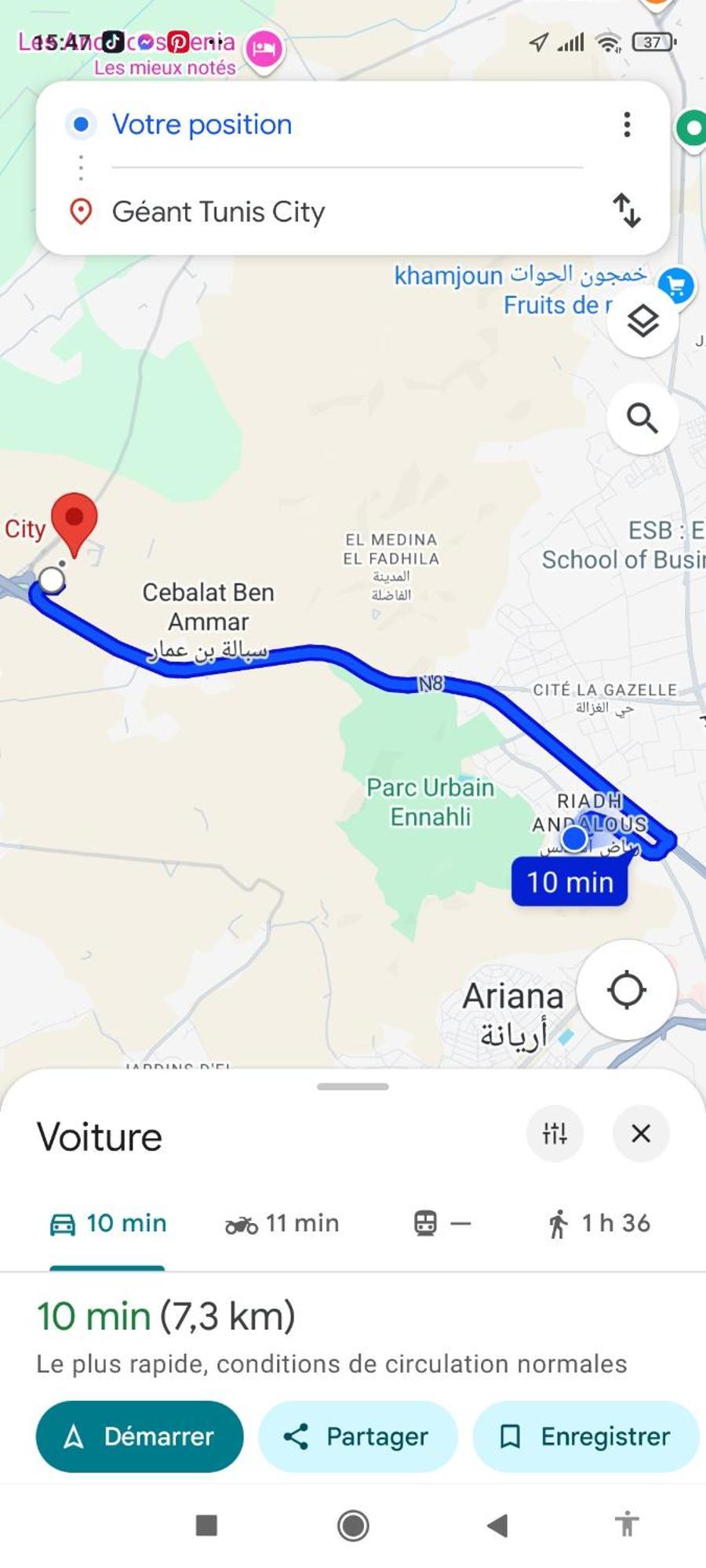 Etage De Villa Avec Jardin, Pres De L'Aireport Et Parking Prive 아리아나 외부 사진